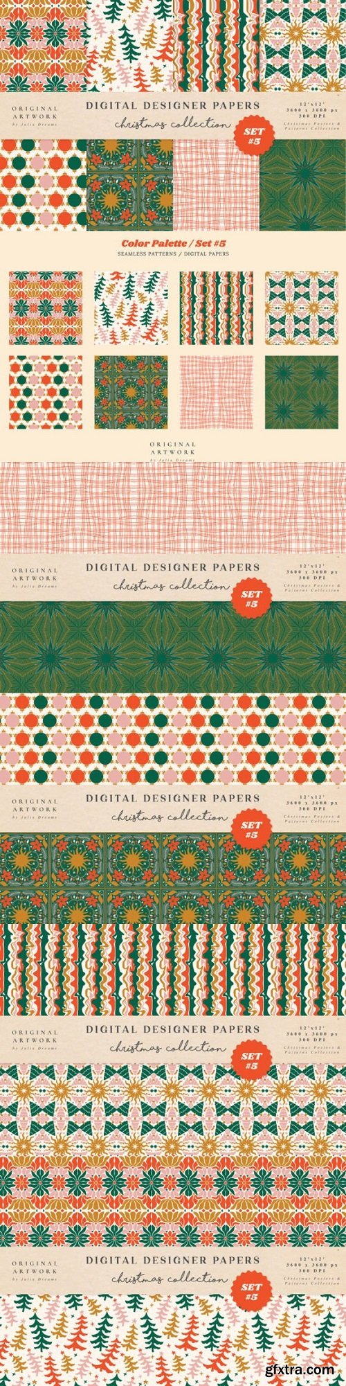 Groovy Christmas Digital Papers Patterns