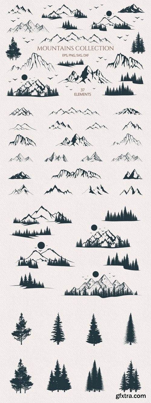 Hand Drawn Mountains &amp; Forest Collection