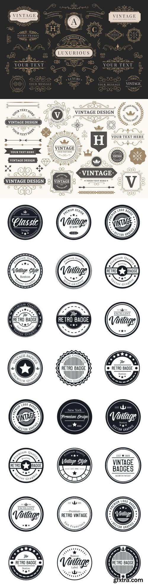 Vintage Ornamental Logos Vector Templates Collection