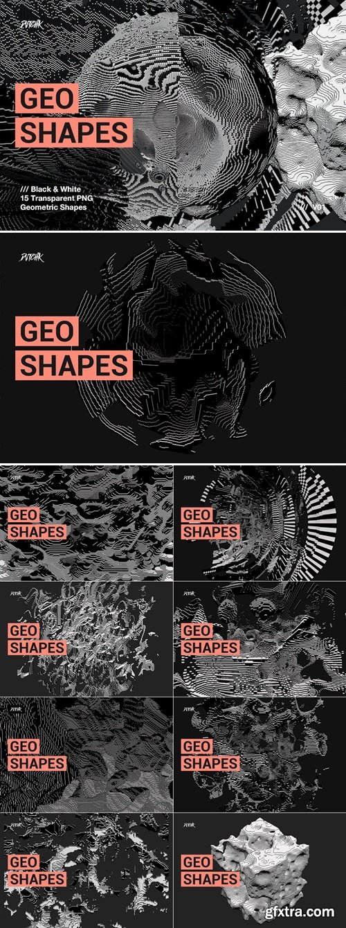 Black & White Transparent Geometric Shapes | V01 9BU9WXZ