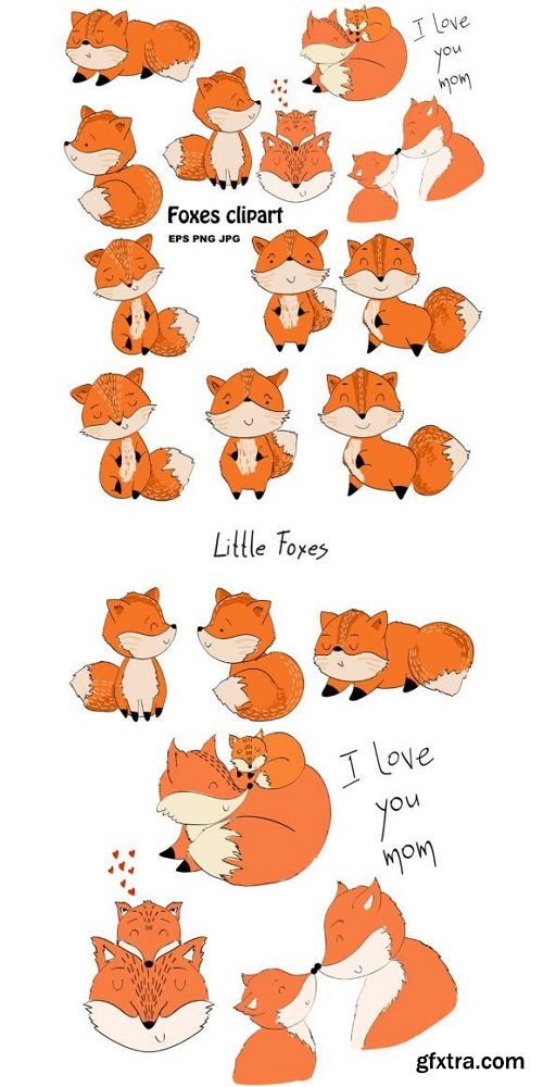 Vector Foxes Clipart