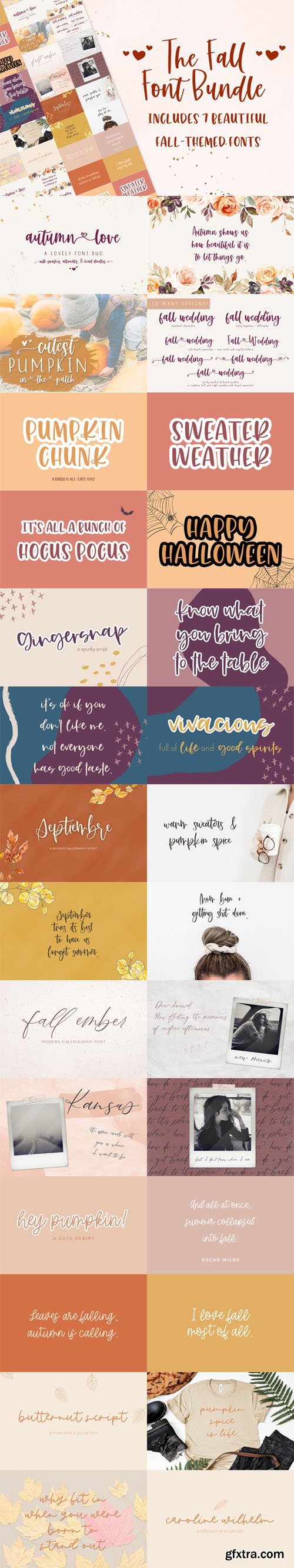 The Fall Font Bundle / 7 Beautiful Fall-Themed Fonts