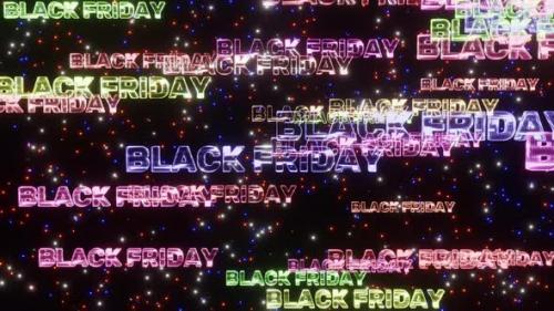 Videohive - Colorful black friday neon text fall down space with twinkling stars for promo, looped 3d render - 41025173 - 41025173