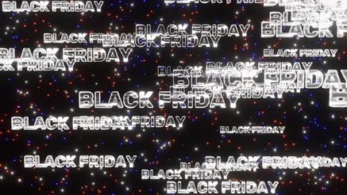 Videohive - White black friday neon text fall down space with twinkling stars for promo, looped 3d render - 41486221 - 41486221