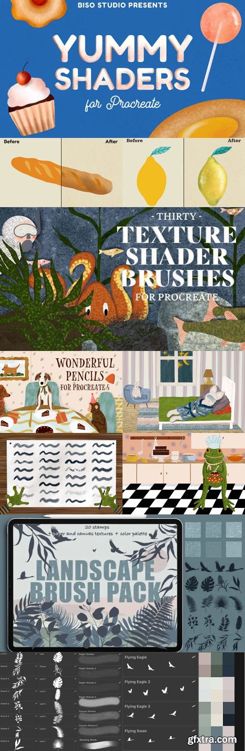 Procreate Brushes Bundle - 8 Brushes Sets [Light Version]