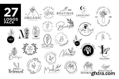 27 Botanical Logos Bundle & Kit Pack