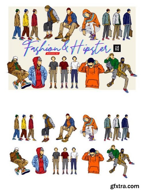 Fashion Hipster Illustration Line Art