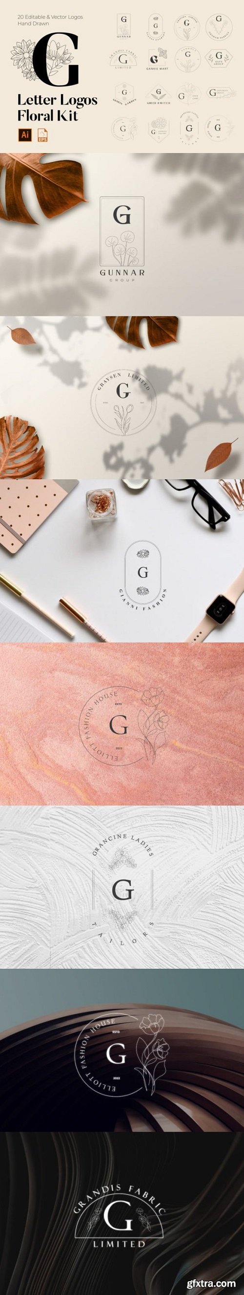 G Letter Floral Handmade Logos Kit