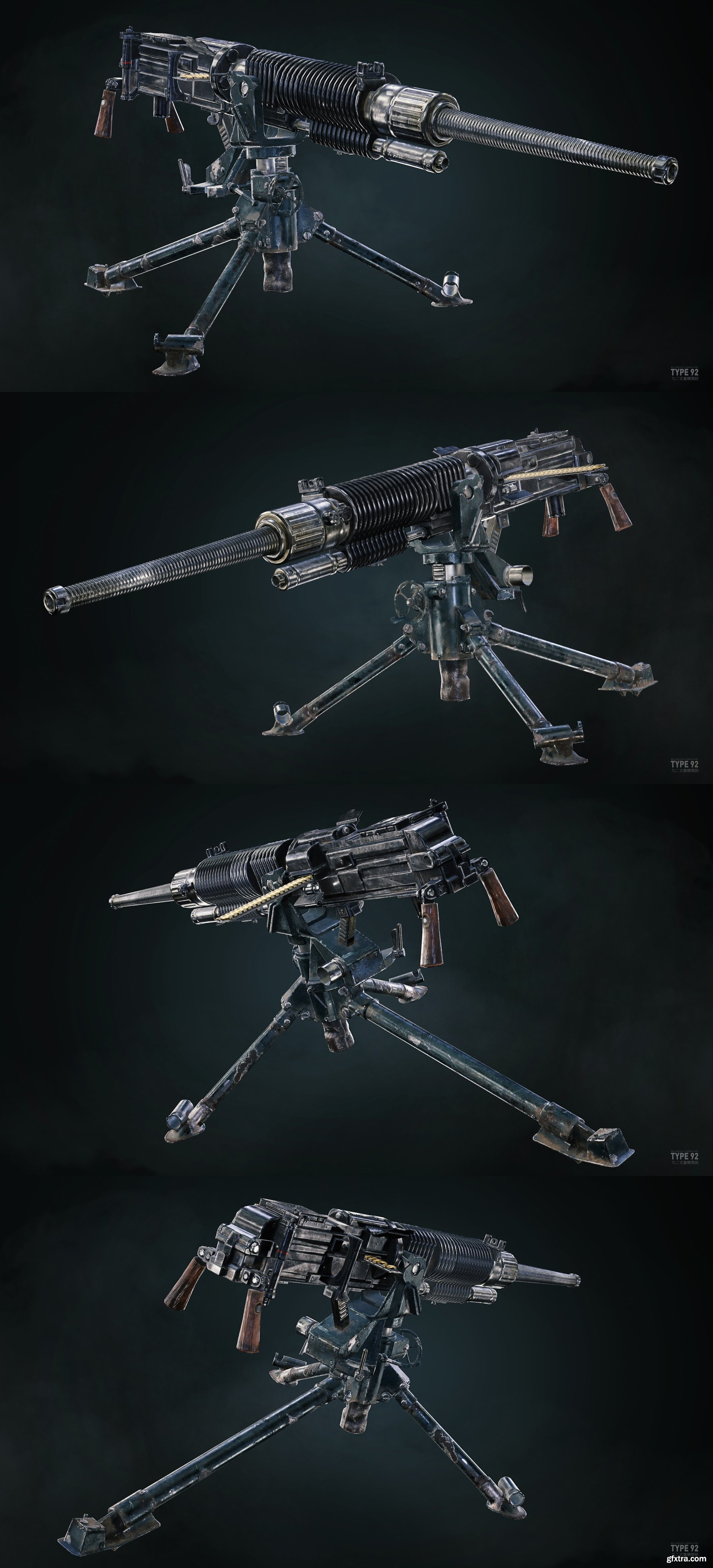 Type 92 Heavy Machine Gun 3d model » GFxtra