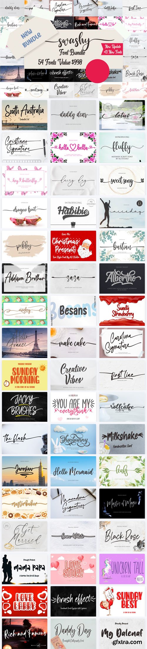 Swashy Font Bundle [Updated] - 54 Premium Fonts Worth $998