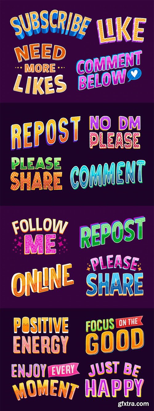 Fantastic Social Media Lettering Vector Templates