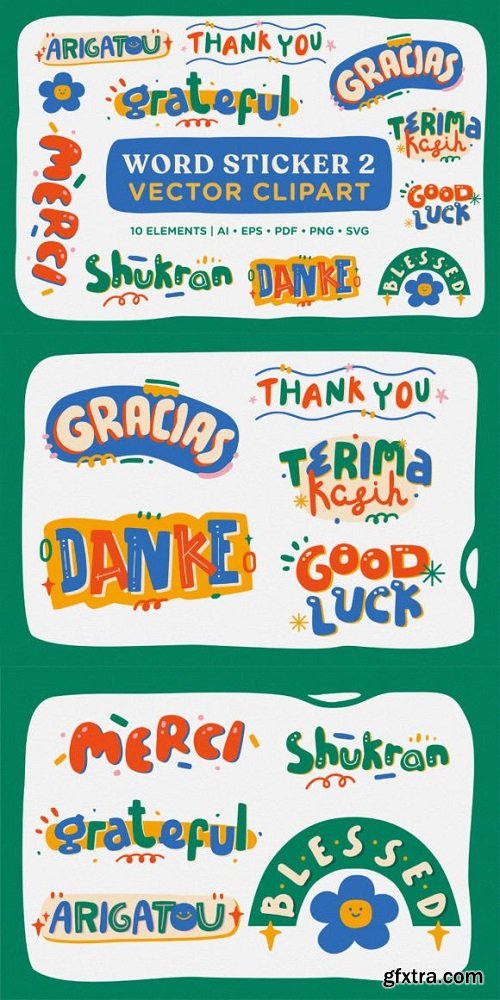 Word Sticker Vector Clipart Pack Vol 02