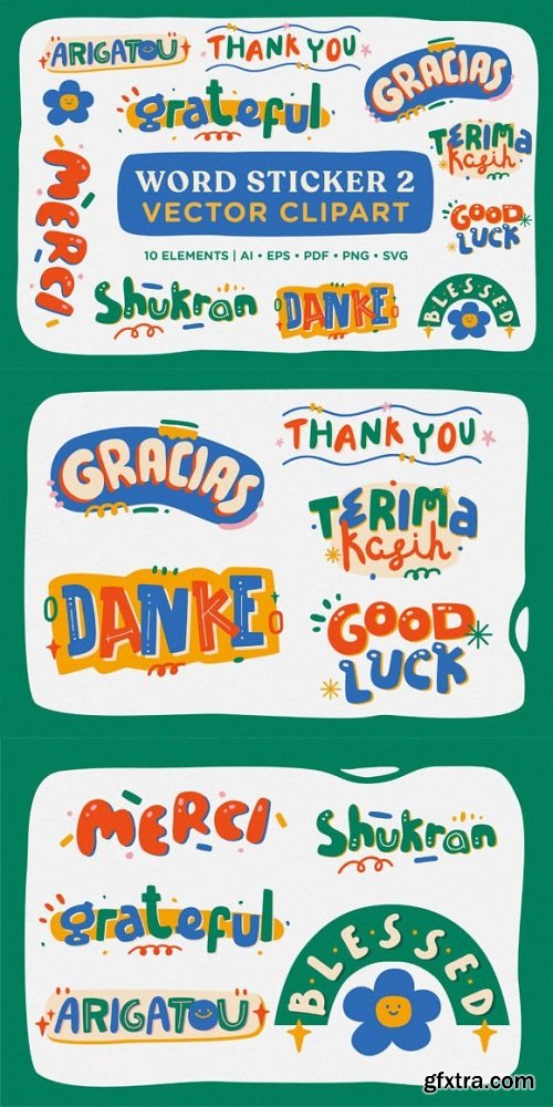 Word Sticker Vector Clipart Pack Vol 02 » GFxtra