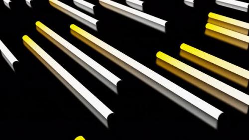 Videohive - Yellow and White Neon Moving Tubes with Reflections on the Floor - 41757486 - 41757486