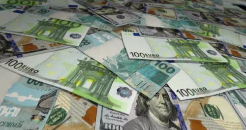 Videohive - Dollar Euro Real banknotes flying over money surface - 41771174 - 41771174