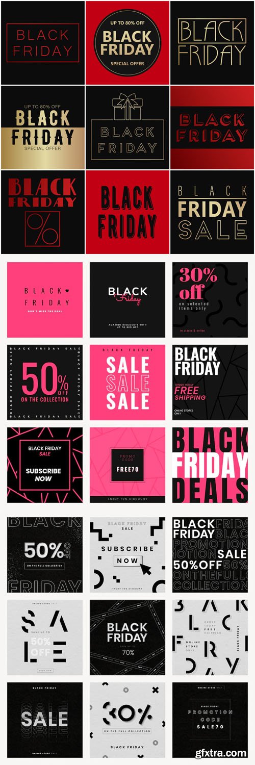 Black Friday - 50+ Text Promotional Posters Vector Templates