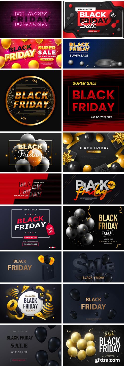 Black Friday - 20+ Web Banners & Backgrounds Vector Templates [Vol.5]