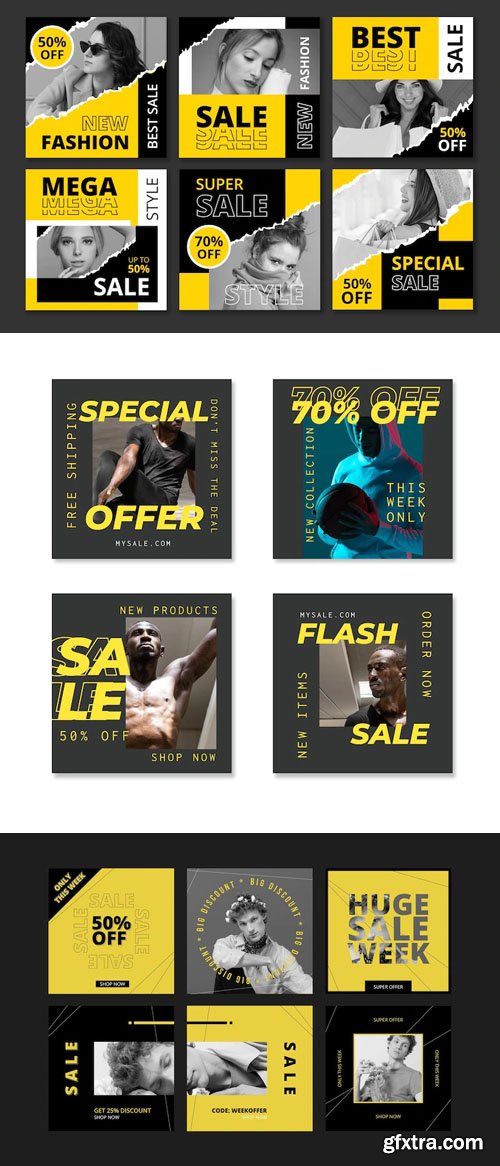 3 Black Friday Insta Posts Vector Templates [Vol.3]