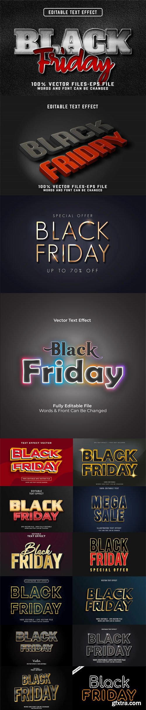 Modern Black Friday 3D Text Effects Vector Templates [Vol.5]
