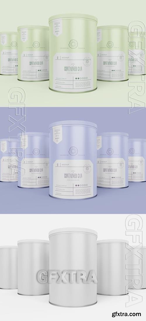 Array of Round Tin Cans Mockup 505552186