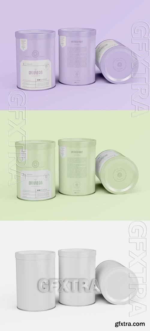 Set of Round Tall Tin Can Mockup 505552195