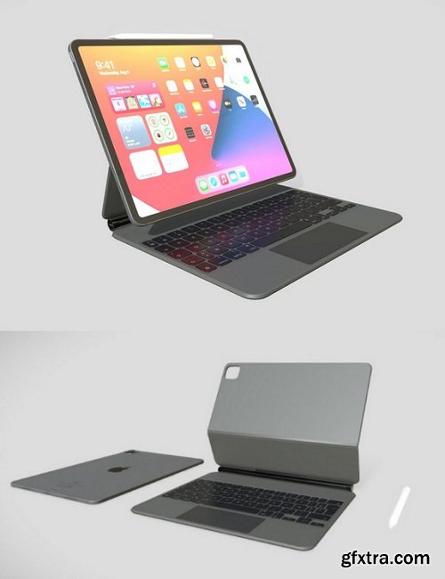 iPad Pro 2021 + Magic Keyboard + Apple Pencil 2 3D Model