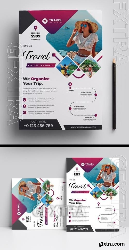 Corporate Flyer Layout with Graphic Elements 524132779