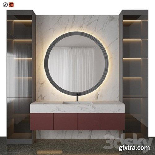 Marble red bathroom