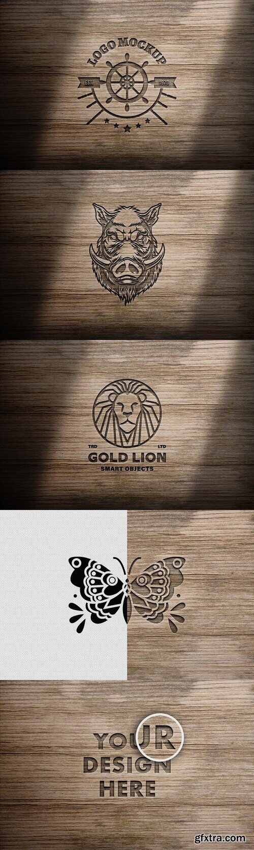 CreativeMarket - Carved Wood Logo Mockup 10869573