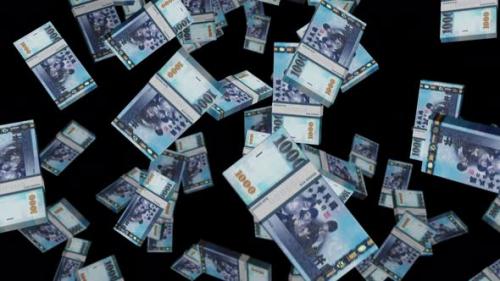 Videohive - Taiwan Dollar 1000 banknote packs falling loop - 41923946 - 41923946