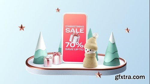 Videohive Animation Christmas Card 3D - Sale Poster Logo Reveal 41947545