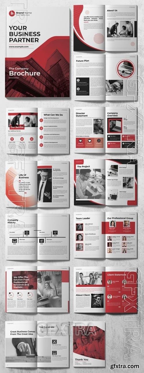 Company Profile Brochure Layout with Salmon Red Accents 513055950