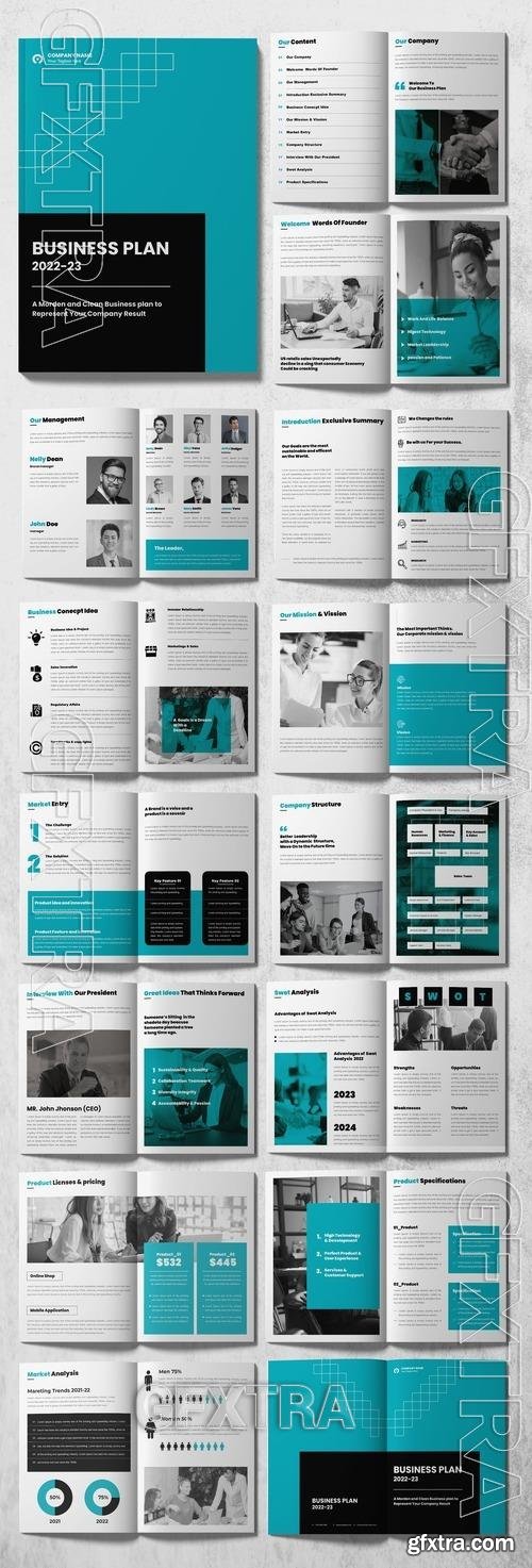 Business Plan Layout with Blue Accents 513056230