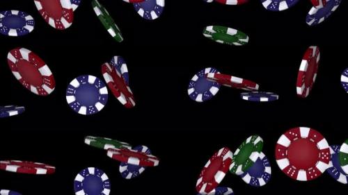 Videohive - Gambling Chips Falling on the Black Background - 41982697 - 41982697