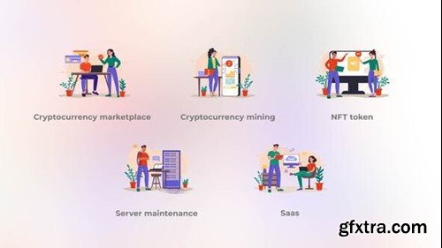 Videohive Cryptocurrency mining - Flat concept 42005608