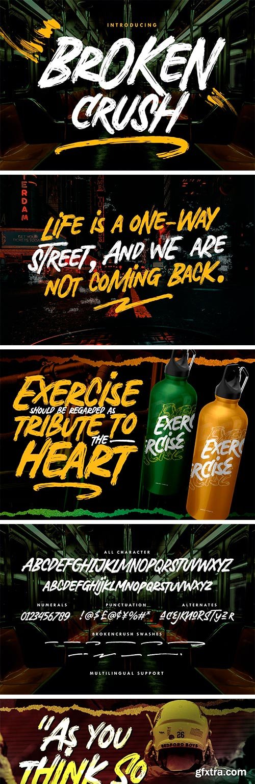 Broken Crush - Brush Font Broken Crush - Brush Font