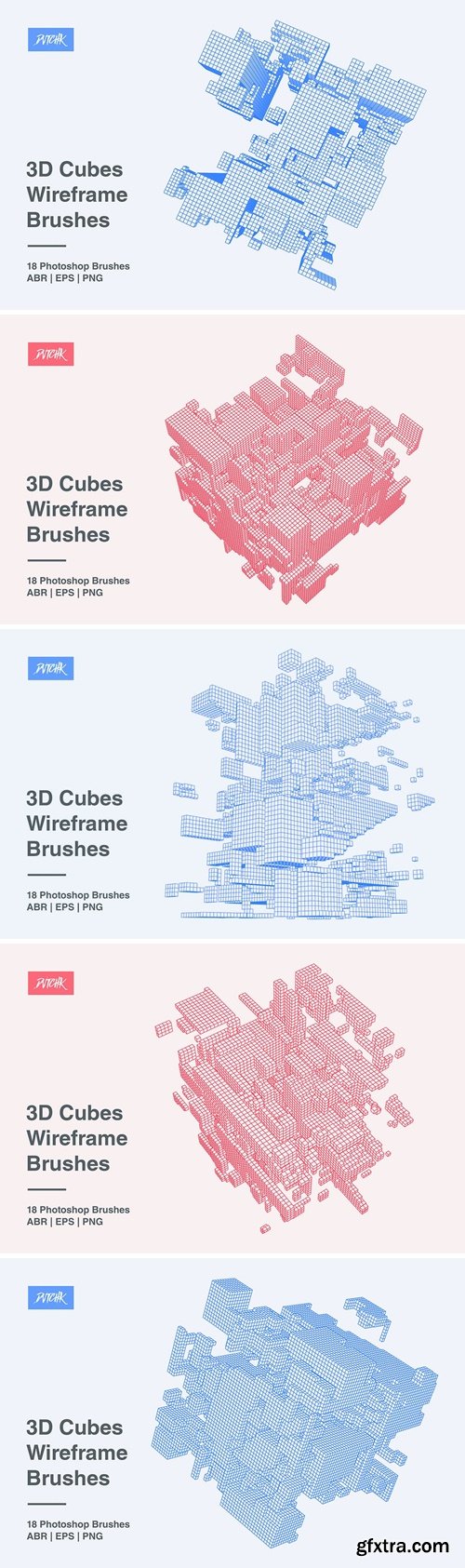 3D Cubes Wireframe Brushes TLZQB29