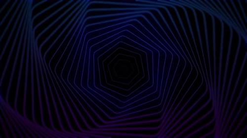 Videohive - blue and purple neon tunnel moving into the distance, abstract 3D background hexagon - 42006111 - 42006111
