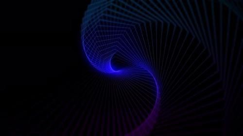 Videohive - blue and purple neon tunnel moving into the distance, abstract 3D background left title - 42006112 - 42006112