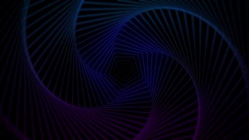 Videohive - blue and purple neon tunnel moving into the distance, abstract 3D background pentagon - 42006113 - 42006113