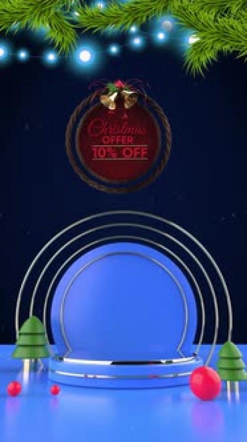 Videohive - Christmas 3D Podium Light Blue (Vertical) - 4K - 42006164 - 42006164