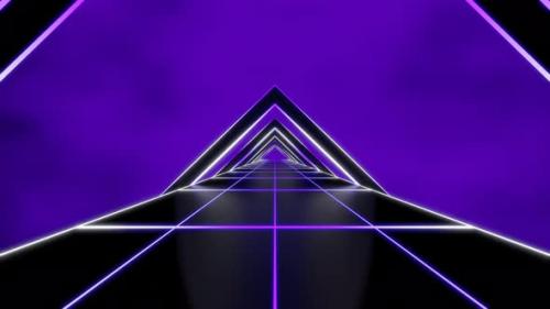 Videohive - Purple and White Neon Glowing Iridescent Synthwave Road Tunnel Animation - 41984026 - 41984026