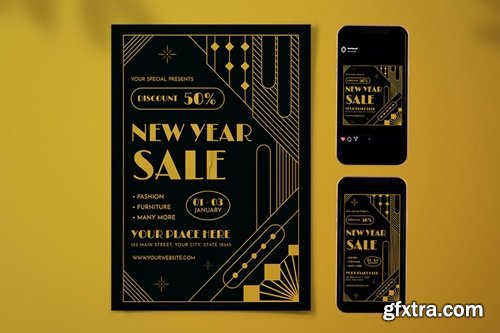 New Year Sale Flyer Set 4QLP5CN
