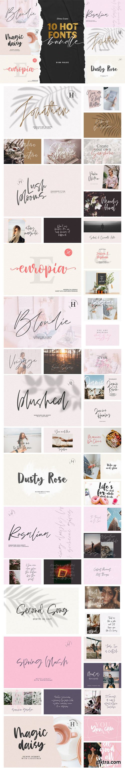 Hot Fonts Bundle - 10 Handwritten Fonts Hot Fonts Bundle - 10 Handwritten Fonts