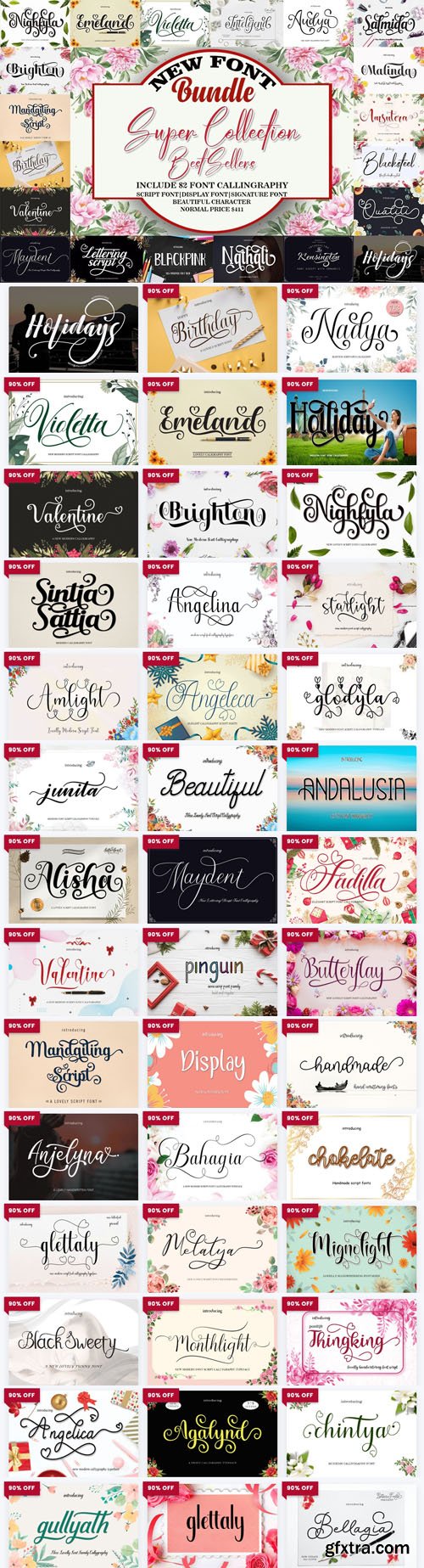 Super Collection - New Bundle Best Seller - 82 Premium Fonts Worth $411 Super Collection - New Bundle Best Seller - 82 Premium Fonts Worth $411