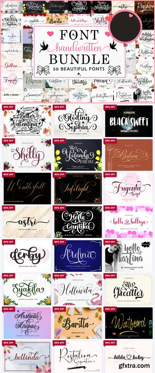 Font Handwritten Bundle - 50 Premium Fonts Worth $644 Font Handwritten Bundle - 50 Premium Fonts Worth $644