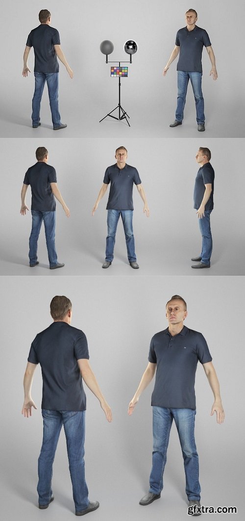 Man in casual style ready for animation 312 Low-poly 3D model