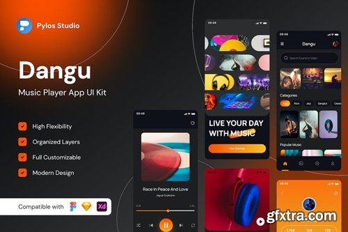 Dangu - Music Player Mobile App UI Kits VPB6B9C