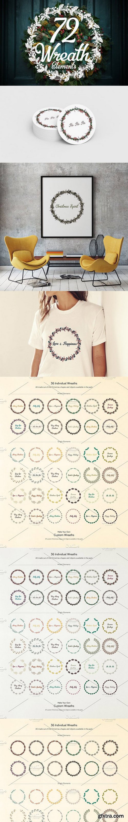 Christmas Wreaths Collection of 72