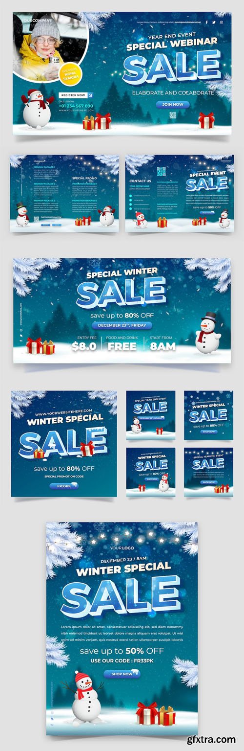 Gradient Winter Sales Vector Templates Collection Gradient Winter Sales Vector Templates Collection